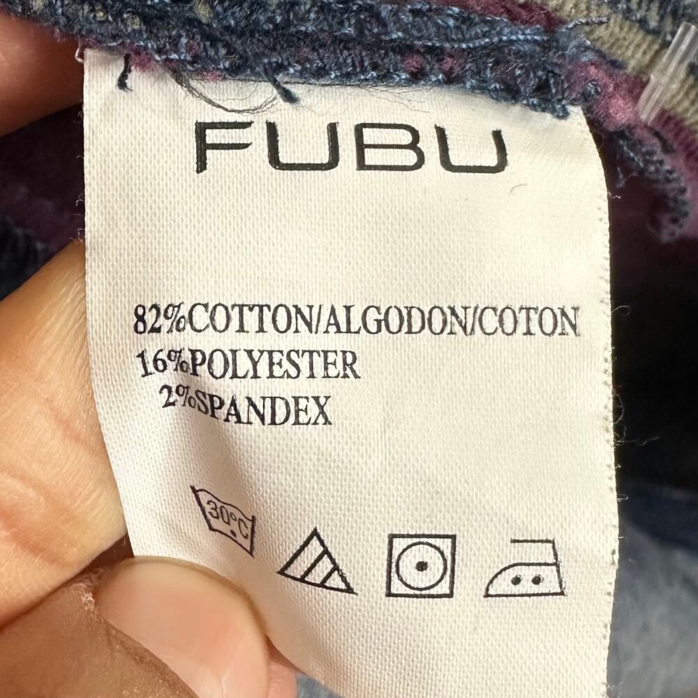 Vintage FUBU Denim Long Sleeve Dress Corduroy Patchwork Stripes Vneck Size 7/8 - Picture 11 of 16